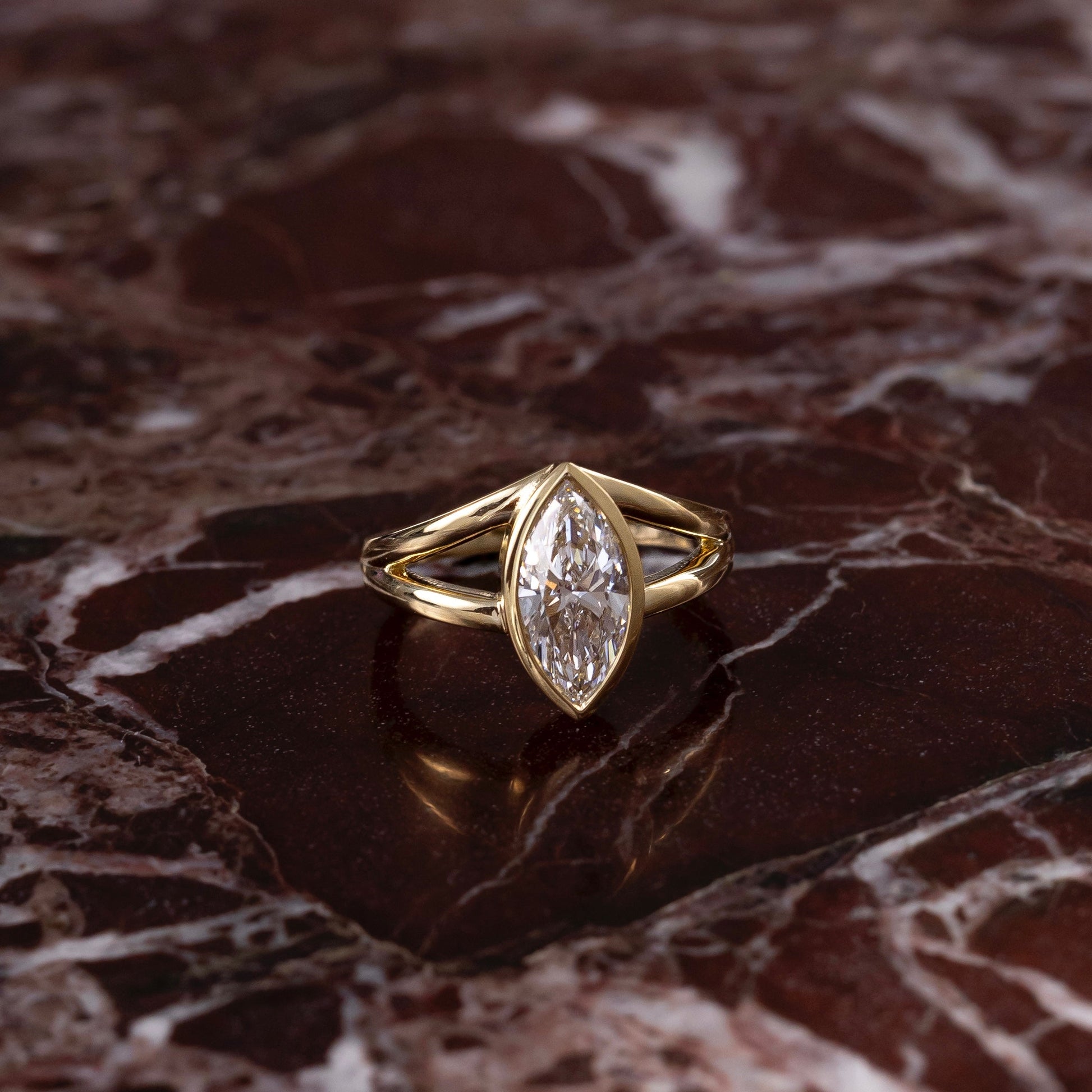 Marquise Cut Cluster Styled Lab Grown Diamond Engagement Ring