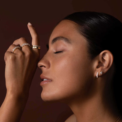 1.0 TCW Round Cut Moissanite Hoops Earrings in Gold