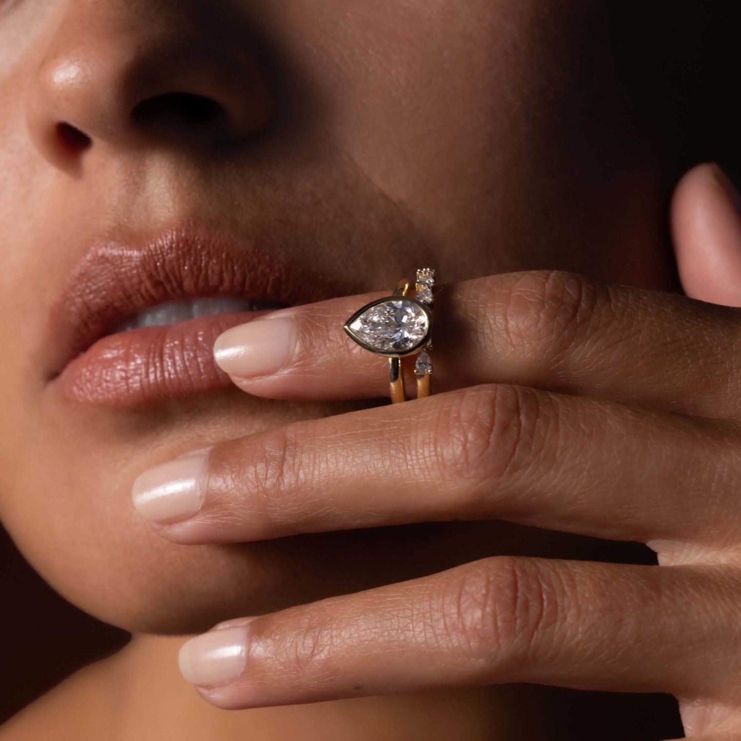 Marquise Cut Cluster Styled Lab Grown Diamond Engagement Ring