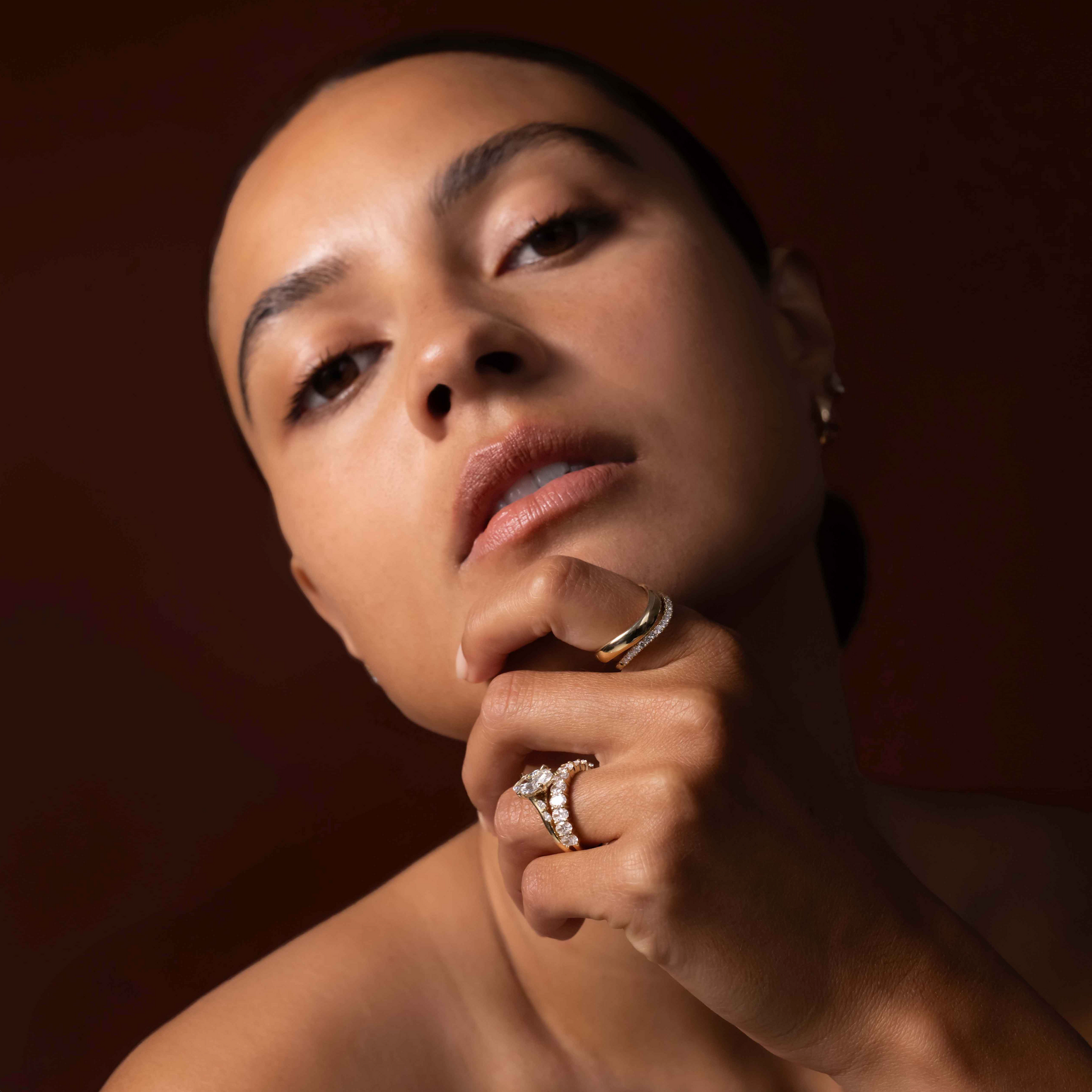 Marquise Cut Cluster Styled Lab Grown Diamond Engagement Ring