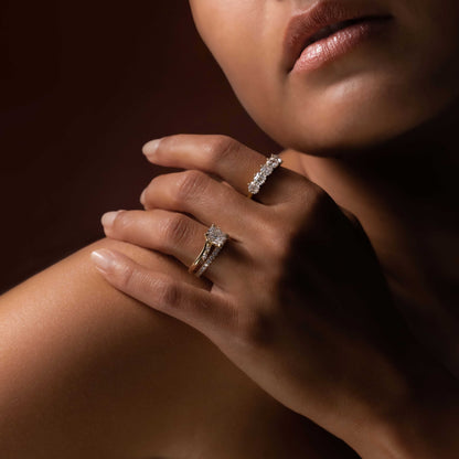 Marquise Cut Cluster Styled Lab Grown Diamond Engagement Ring