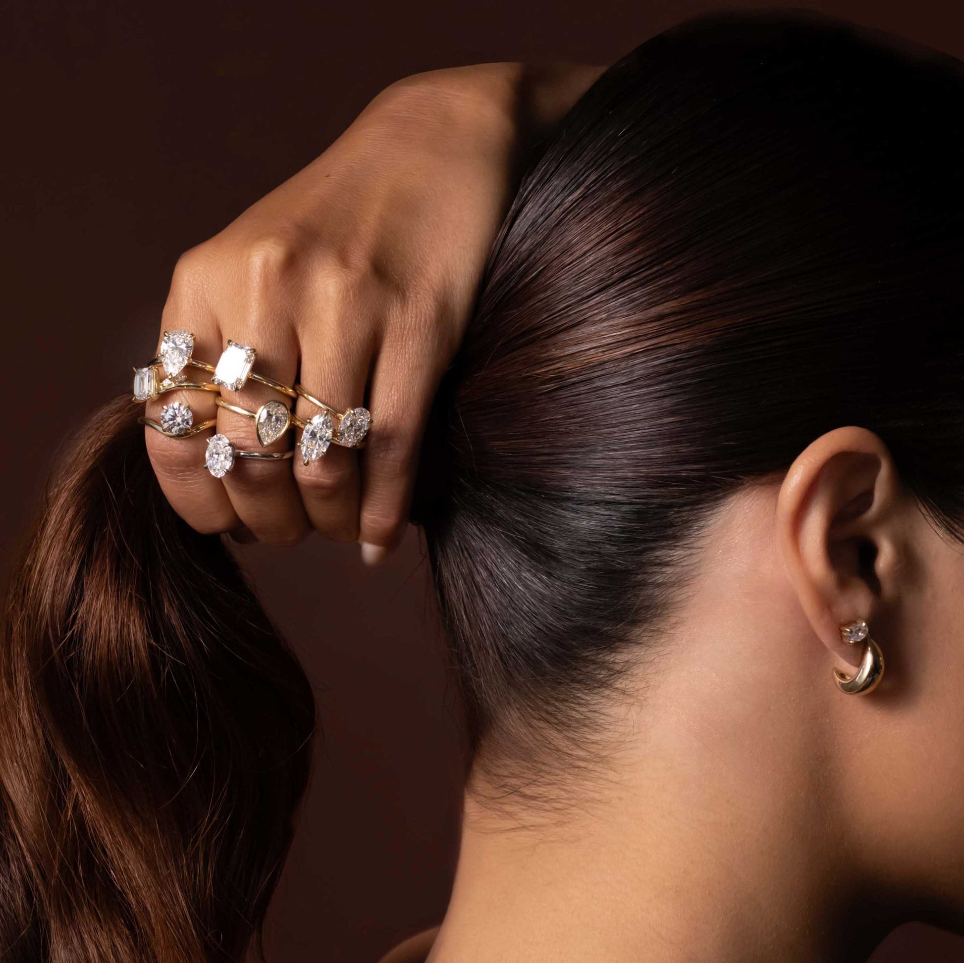 Marquise Cut Cluster Styled Lab Grown Diamond Engagement Ring