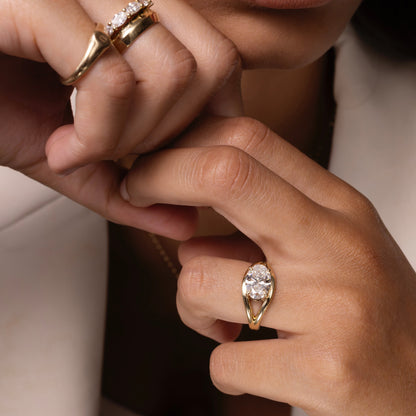 Marquise Cut Cluster Styled Lab Grown Diamond Engagement Ring