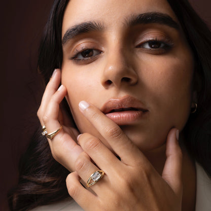 Marquise Cut Cluster Styled Lab Grown Diamond Engagement Ring