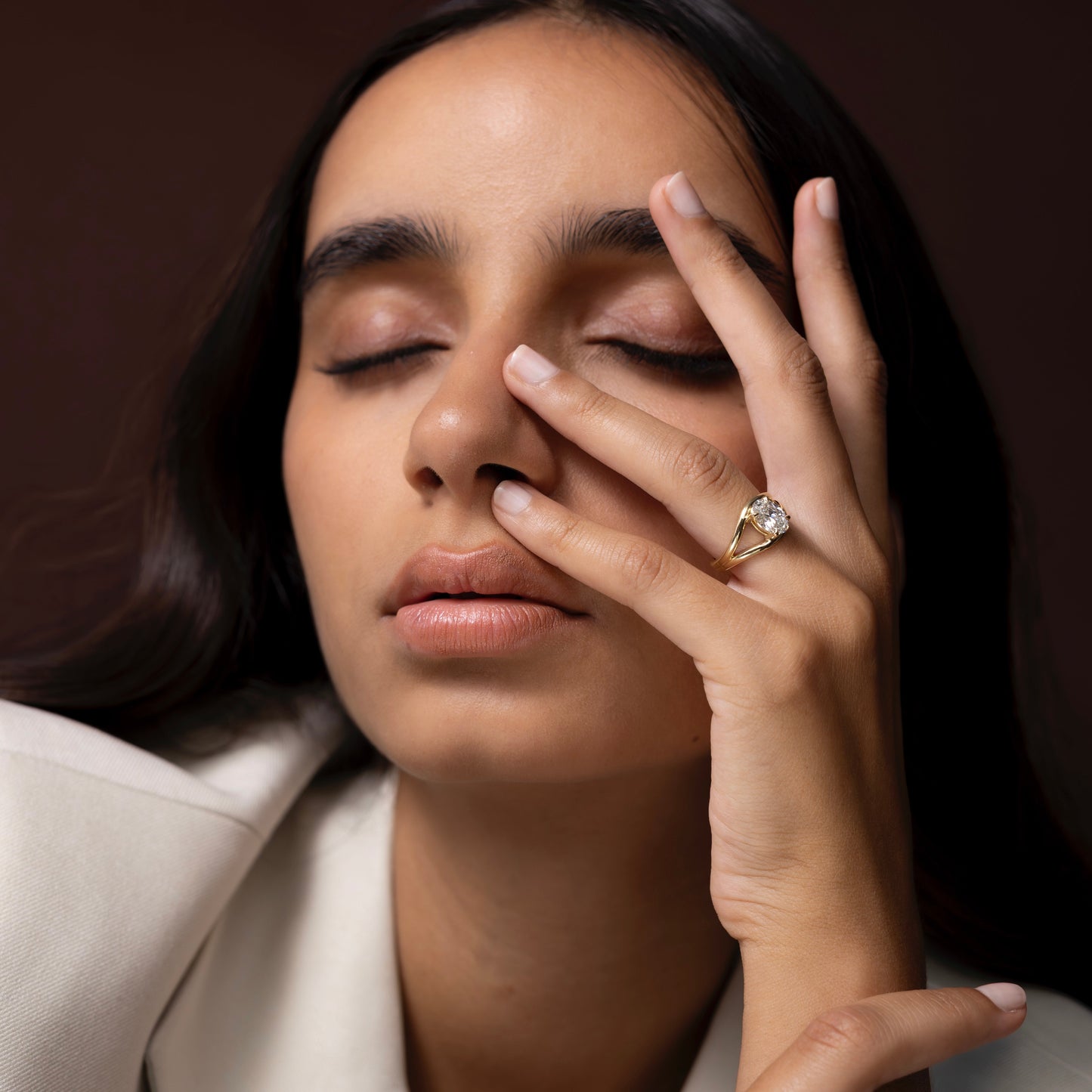 Marquise Cut Cluster Styled Lab Grown Diamond Engagement Ring