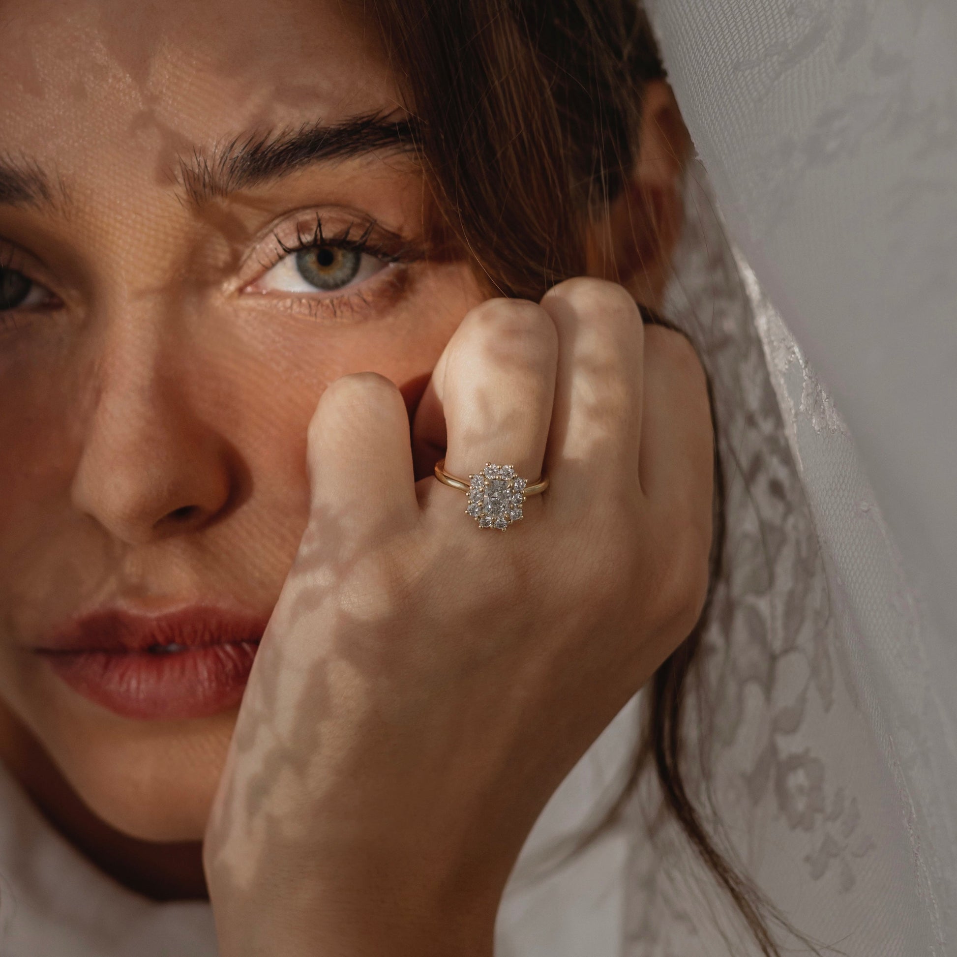 Marquise Cut Cluster Styled Lab Grown Diamond Engagement Ring