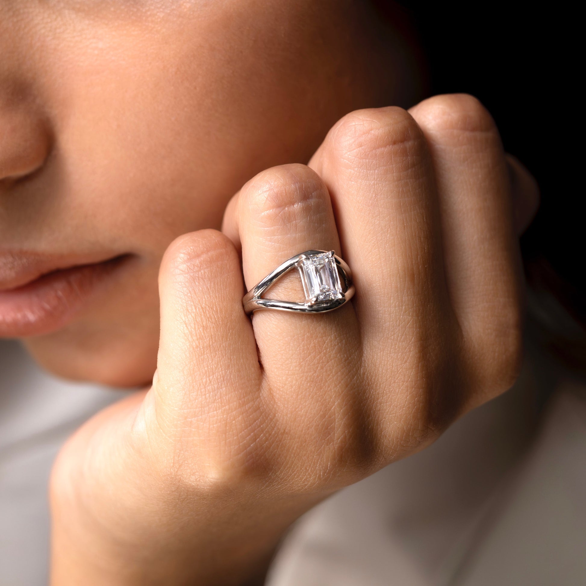 Marquise Cut Cluster Styled Lab Grown Diamond Engagement Ring