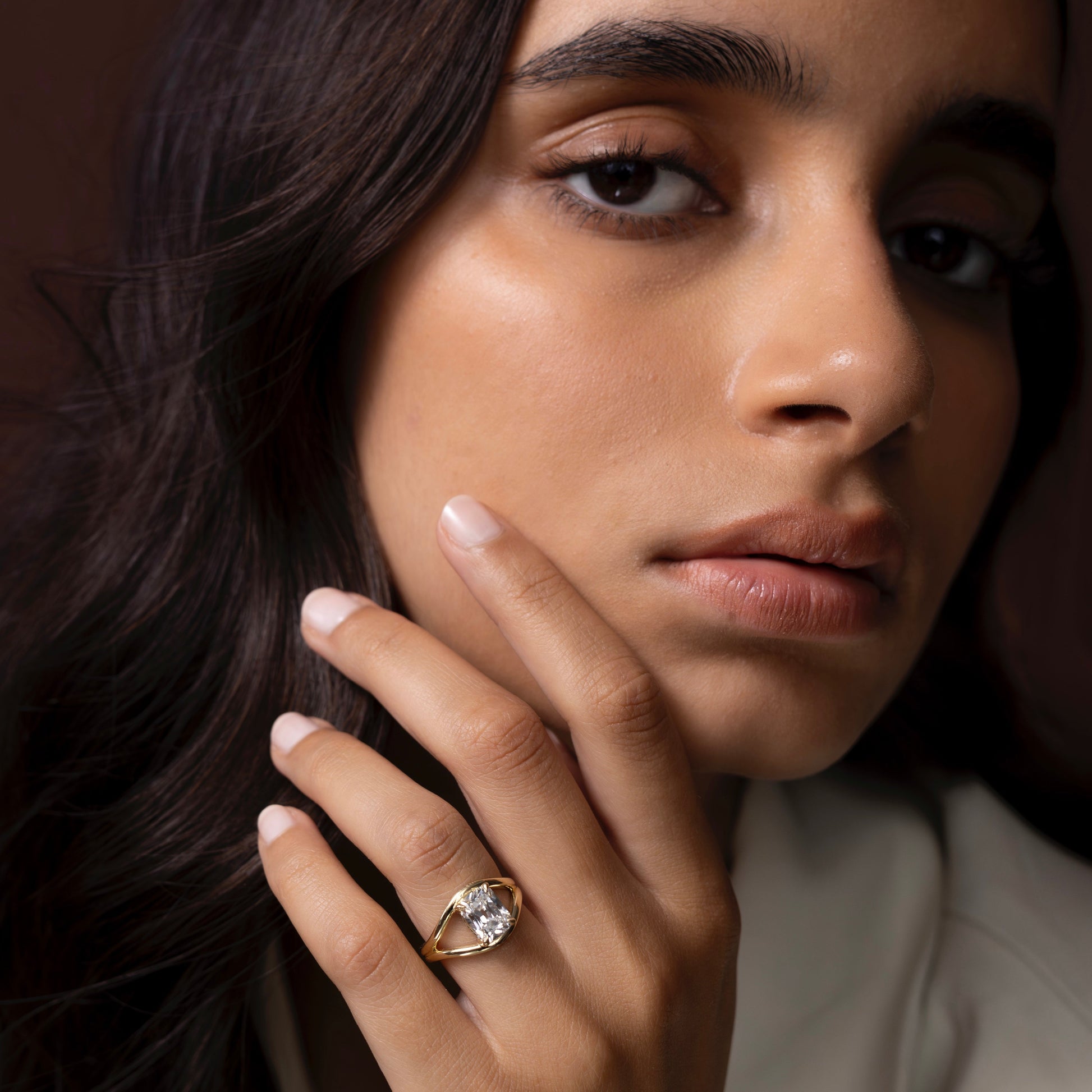 Marquise Cut Cluster Styled Lab Grown Diamond Engagement Ring