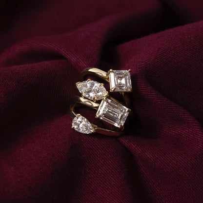 Marquise Cut Cluster Styled Lab Grown Diamond Engagement Ring