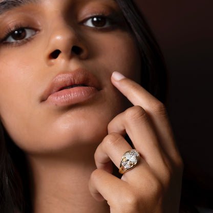 Marquise Cut Cluster Styled Lab Grown Diamond Engagement Ring