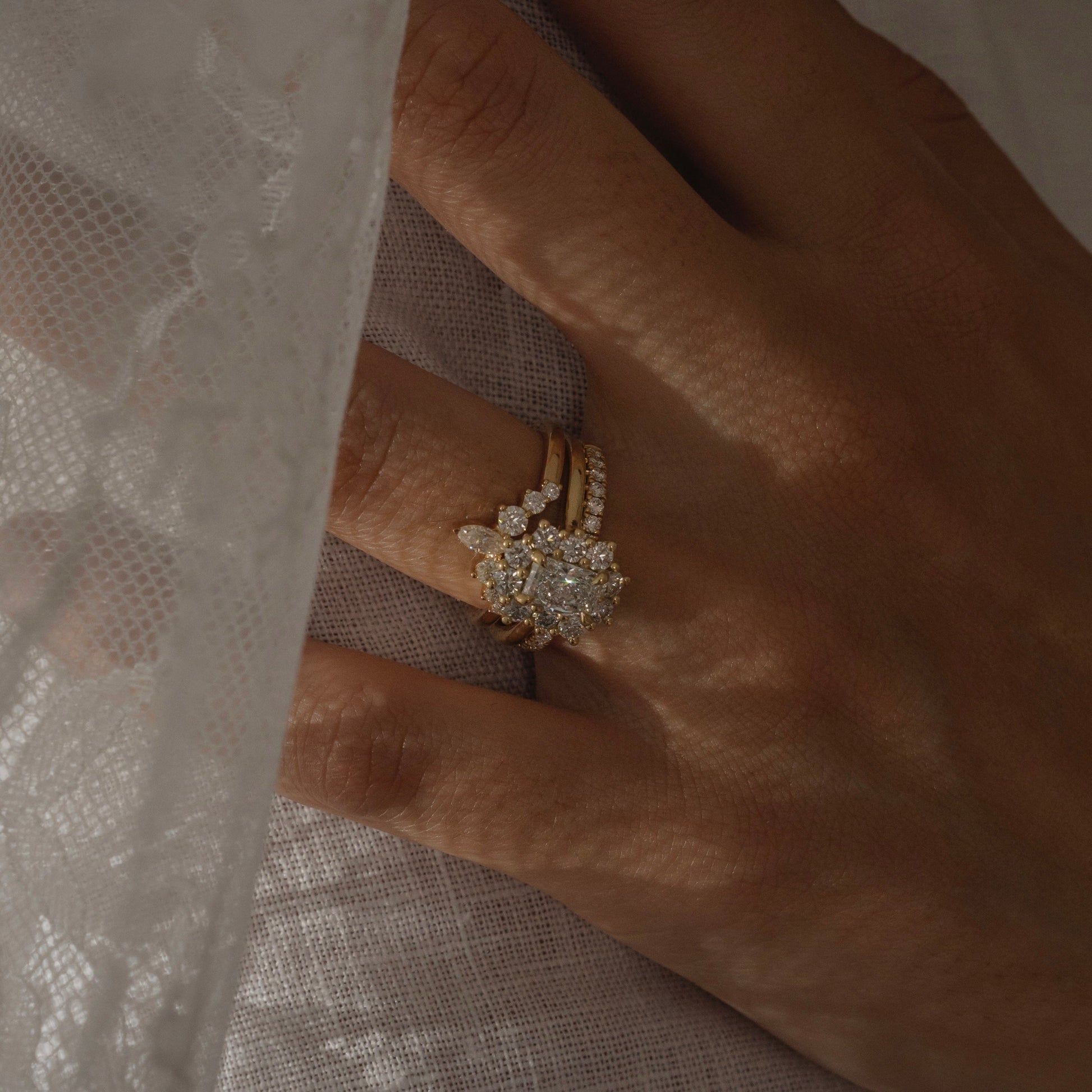 Marquise Cut Cluster Styled Lab Grown Diamond Engagement Ring