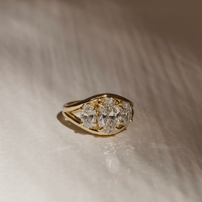 Marquise Cut Cluster Styled Lab Grown Diamond Engagement Ring