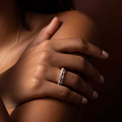 0.25 TCW Round Shaped Half Eternity Lab Grown Diamond Wedding Band