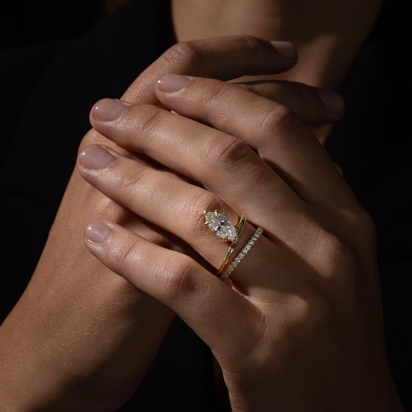 Marquise Cut Cluster Styled Lab Grown Diamond Engagement Ring