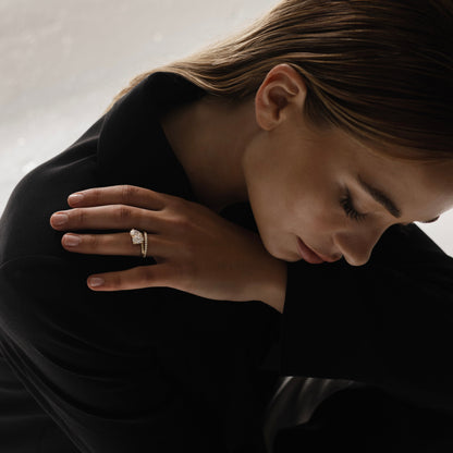 Marquise Cut Cluster Styled Lab Grown Diamond Engagement Ring