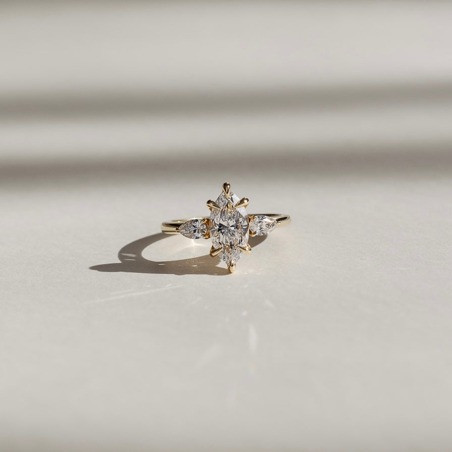 Marquise Cut Cluster Styled Lab Grown Diamond Engagement Ring
