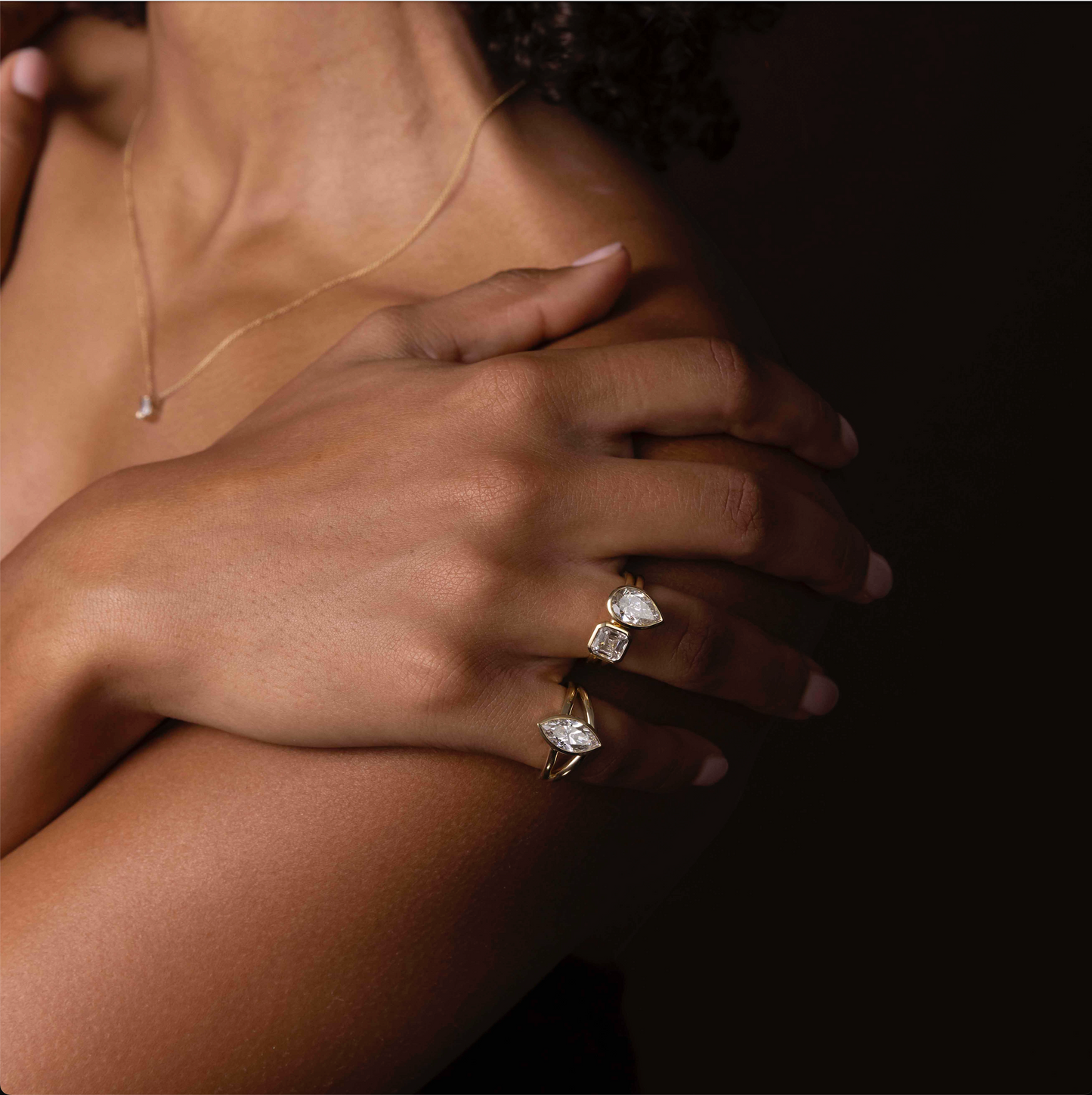 Marquise Cut Cluster Styled Lab Grown Diamond Engagement Ring