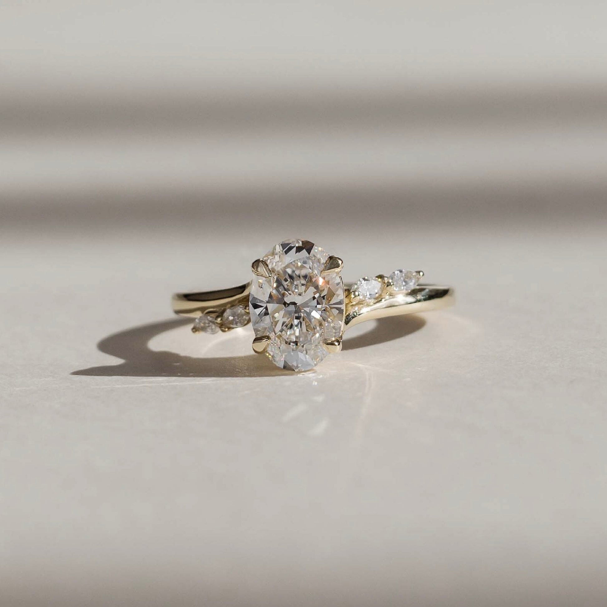 Marquise Cut Cluster Styled Lab Grown Diamond Engagement Ring