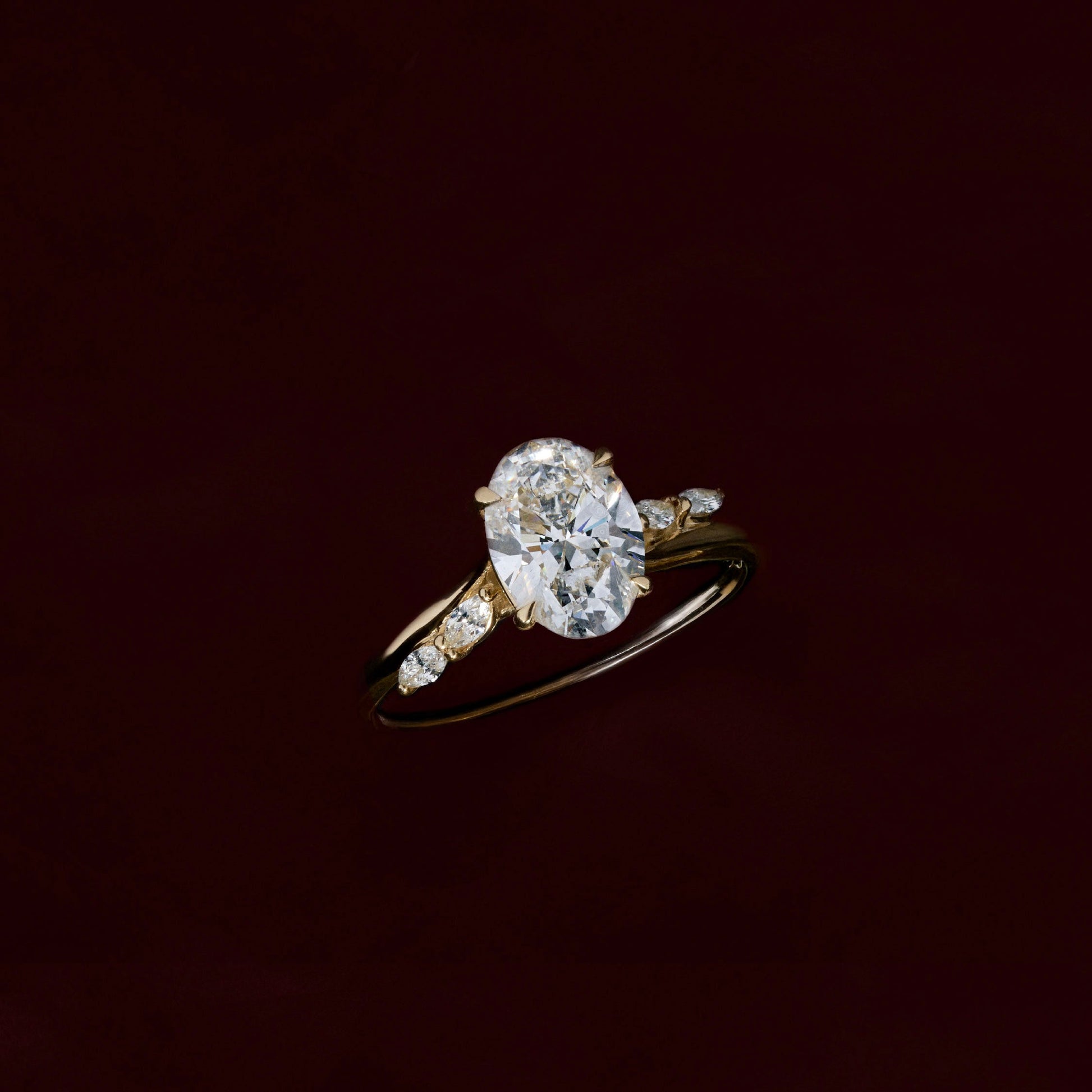Marquise Cut Cluster Styled Lab Grown Diamond Engagement Ring