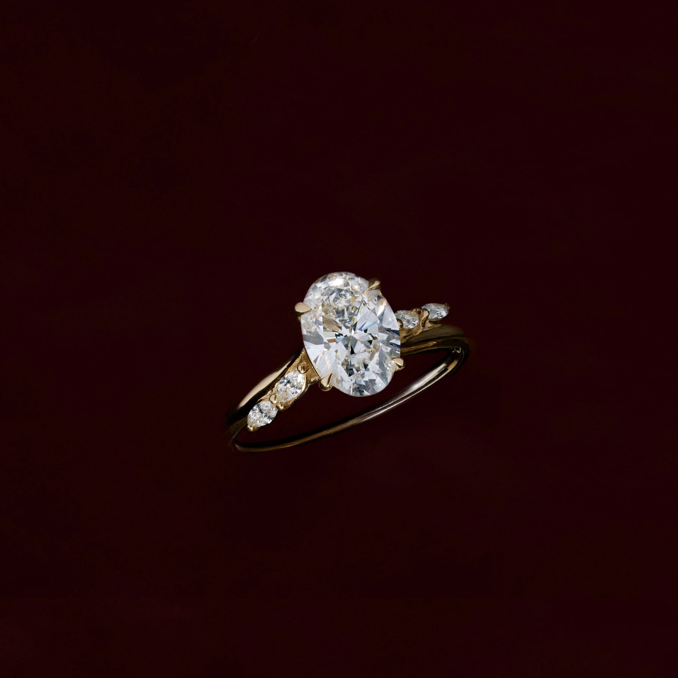 Marquise Cut Cluster Styled Lab Grown Diamond Engagement Ring