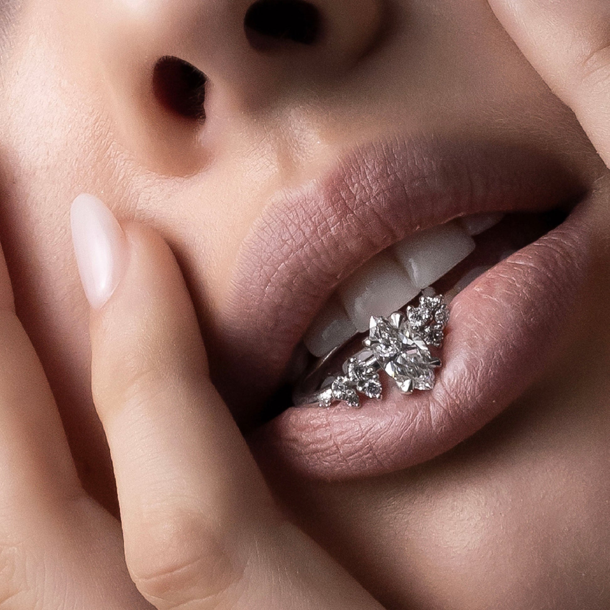 Marquise Cut Cluster Styled Lab Grown Diamond Engagement Ring