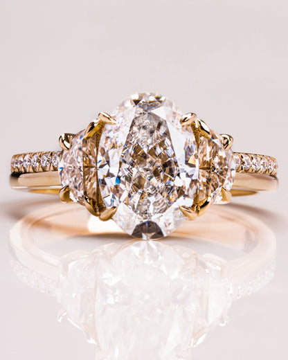 3.0 CT Oval Three Stones Pave Lab Grown Diamond Engagement Ring