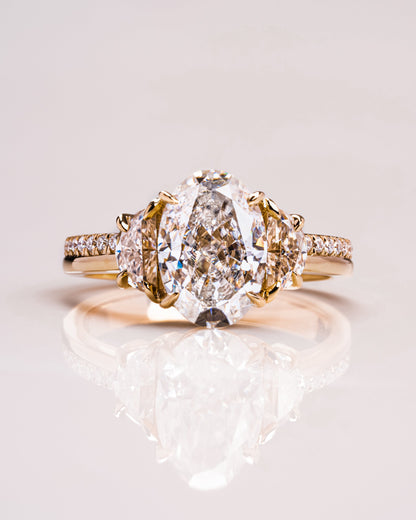 3.0 CT Oval Three Stones Pave Lab Grown Diamond Engagement Ring