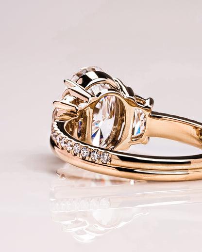 3.0 CT Oval Three Stones Pave Lab Grown Diamond Engagement Ring