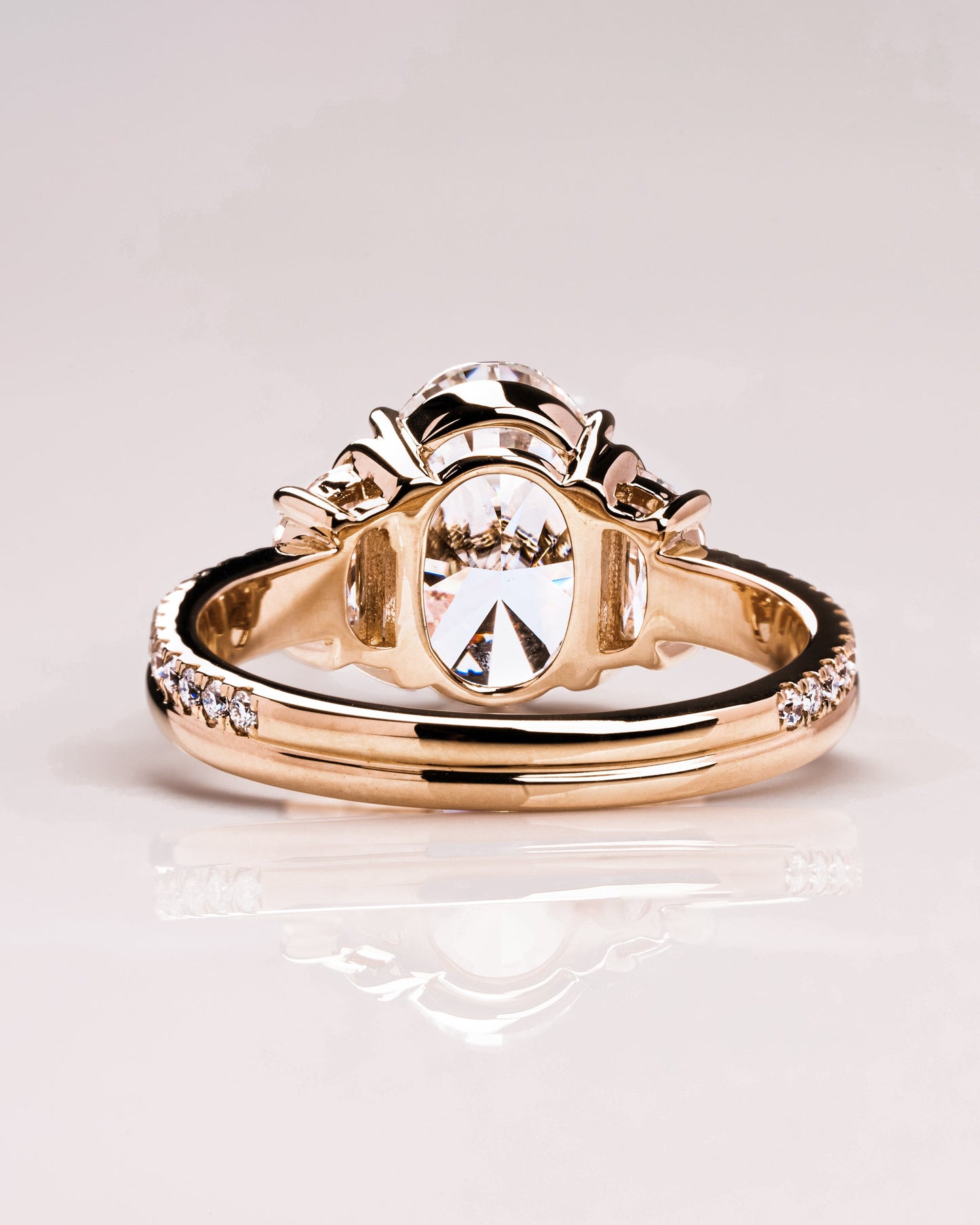 3.0 CT Oval Three Stones Pave Lab Grown Diamond Engagement Ring