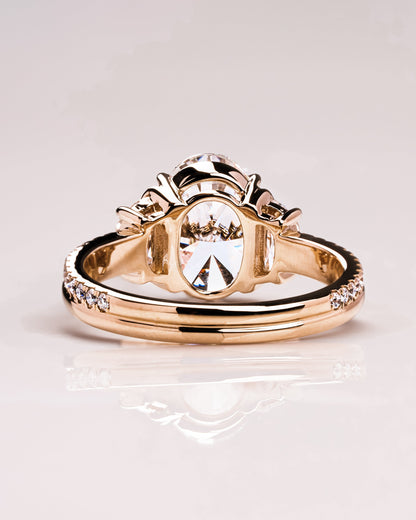 3.0 CT Oval Three Stones Pave Lab Grown Diamond Engagement Ring