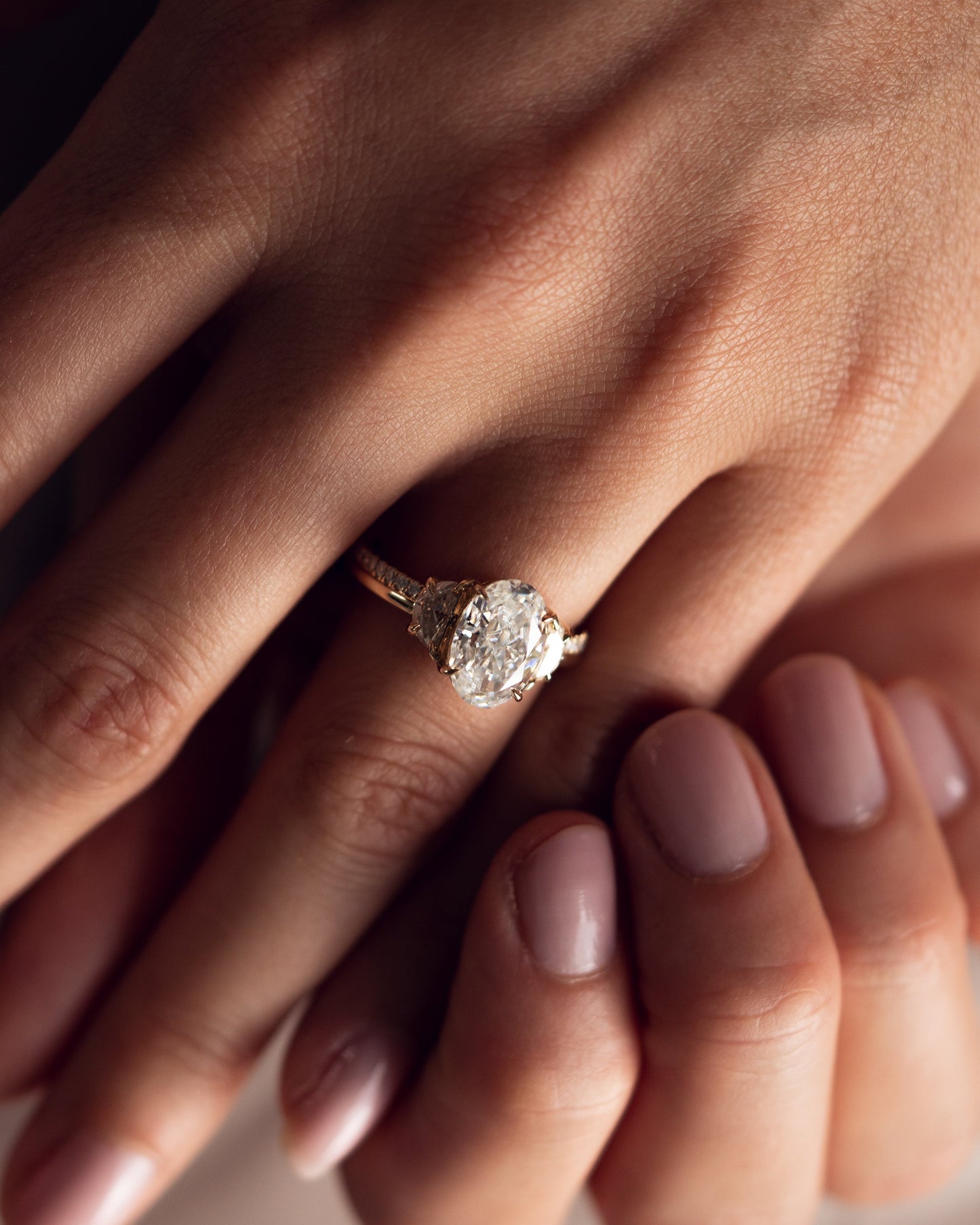 3.0 CT Oval Three Stones Pave Lab Grown Diamond Engagement Ring