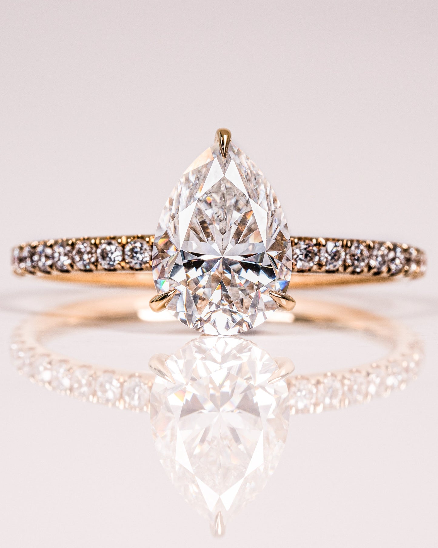 1.93 CT Pear Hidden Halo & Pave Lab Grown Diamond Engagement Ring
