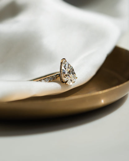 1.93 CT Pear Hidden Halo & Pave Lab Grown Diamond Engagement Ring