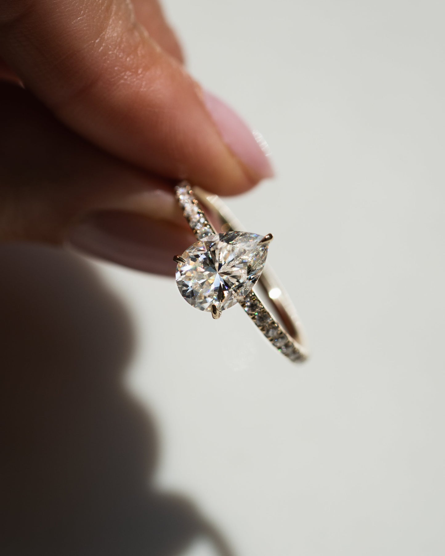 1.93 CT Pear Hidden Halo & Pave Lab Grown Diamond Engagement Ring