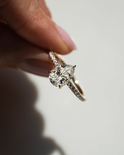 1.93 CT Pear Hidden Halo & Pave Lab Grown Diamond Engagement Ring