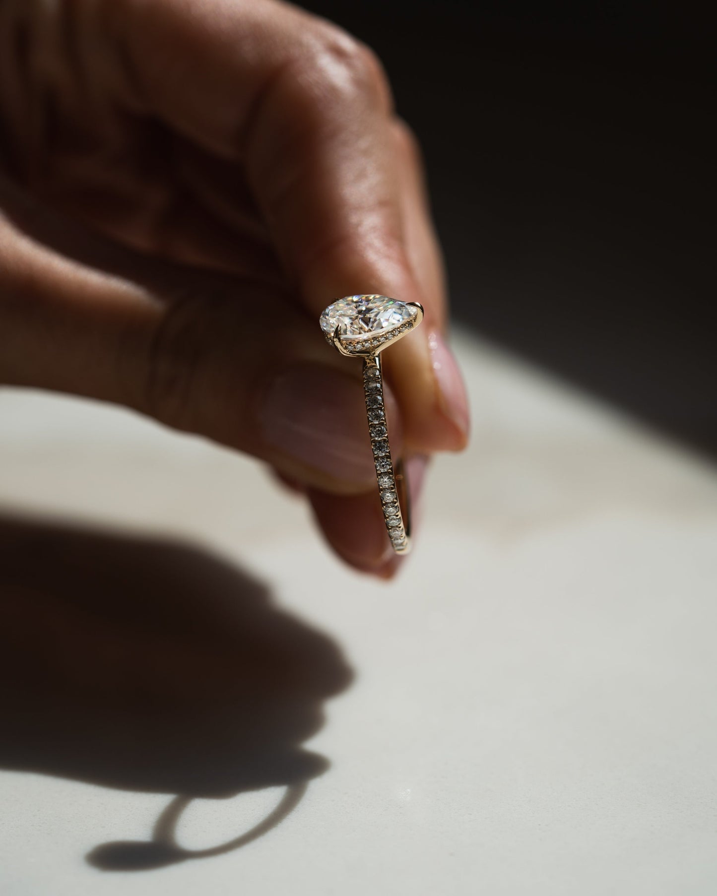 1.93 CT Pear Hidden Halo & Pave Lab Grown Diamond Engagement Ring