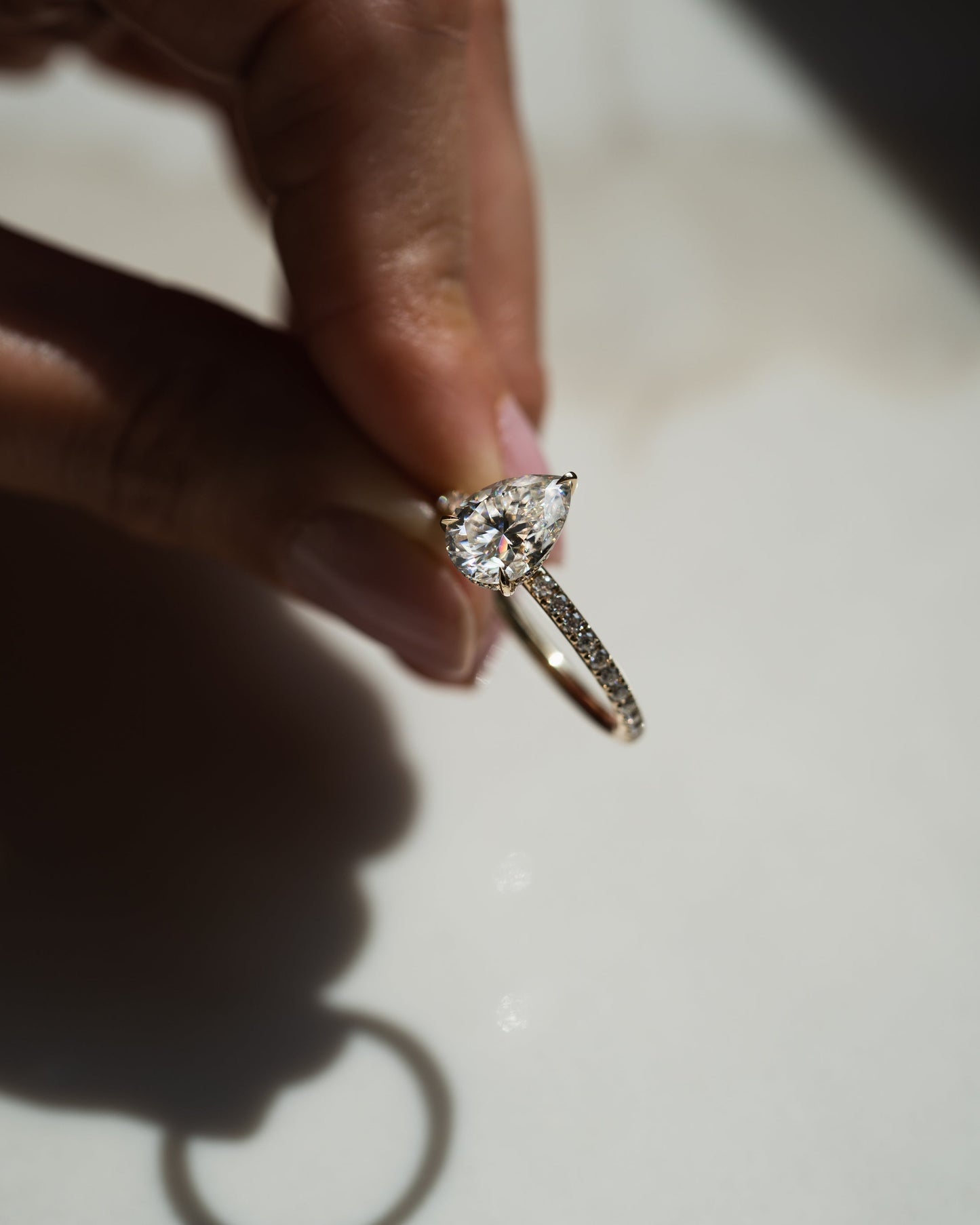 1.93 CT Pear Hidden Halo & Pave Lab Grown Diamond Engagement Ring