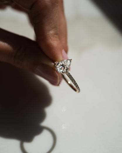 1.93 CT Pear Hidden Halo & Pave Lab Grown Diamond Engagement Ring