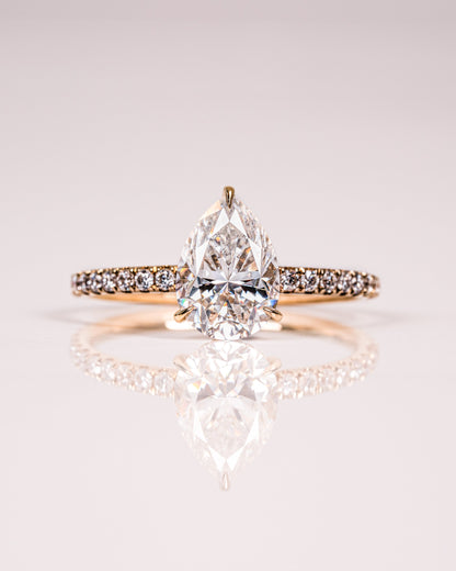 1.93 CT Pear Hidden Halo & Pave Lab Grown Diamond Engagement Ring