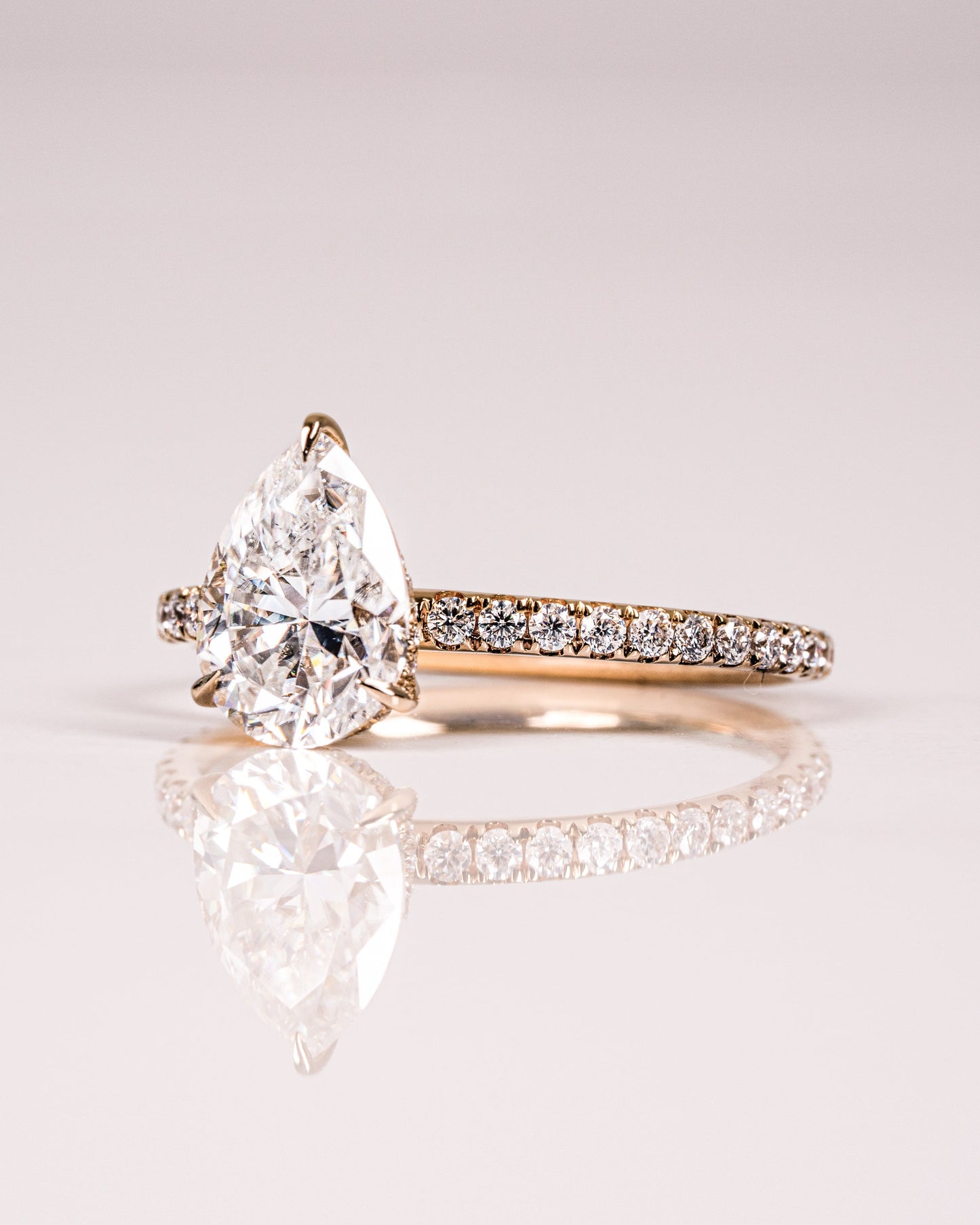 1.93 CT Pear Hidden Halo & Pave Lab Grown Diamond Engagement Ring