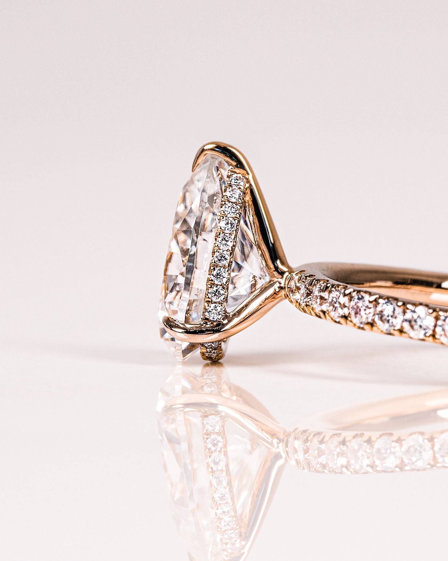 1.93 CT Pear Hidden Halo & Pave Lab Grown Diamond Engagement Ring