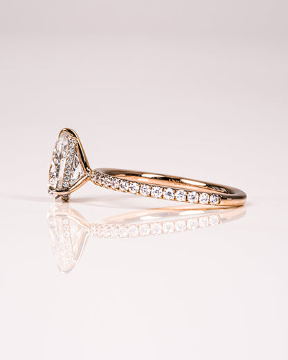 1.93 CT Pear Hidden Halo & Pave Lab Grown Diamond Engagement Ring