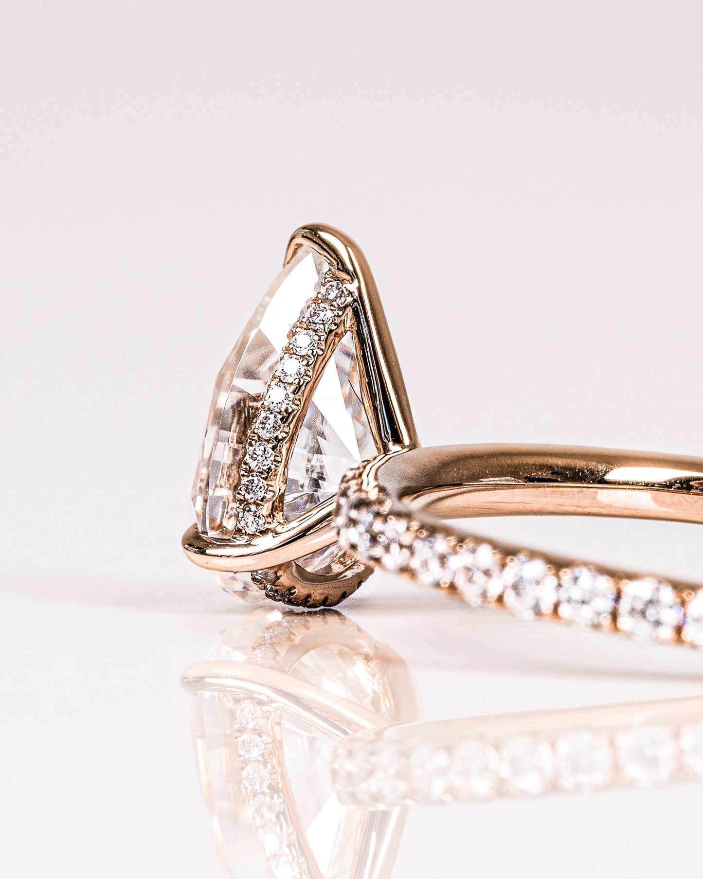 1.93 CT Pear Hidden Halo & Pave Lab Grown Diamond Engagement Ring