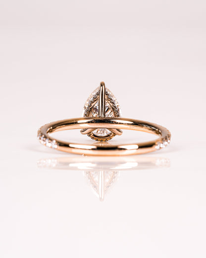 1.93 CT Pear Hidden Halo & Pave Lab Grown Diamond Engagement Ring