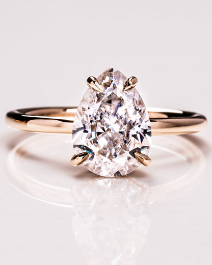 3.09 CT Pear Cut Lab Grown Diamond Engagement Ring With Hidden Halo Setting