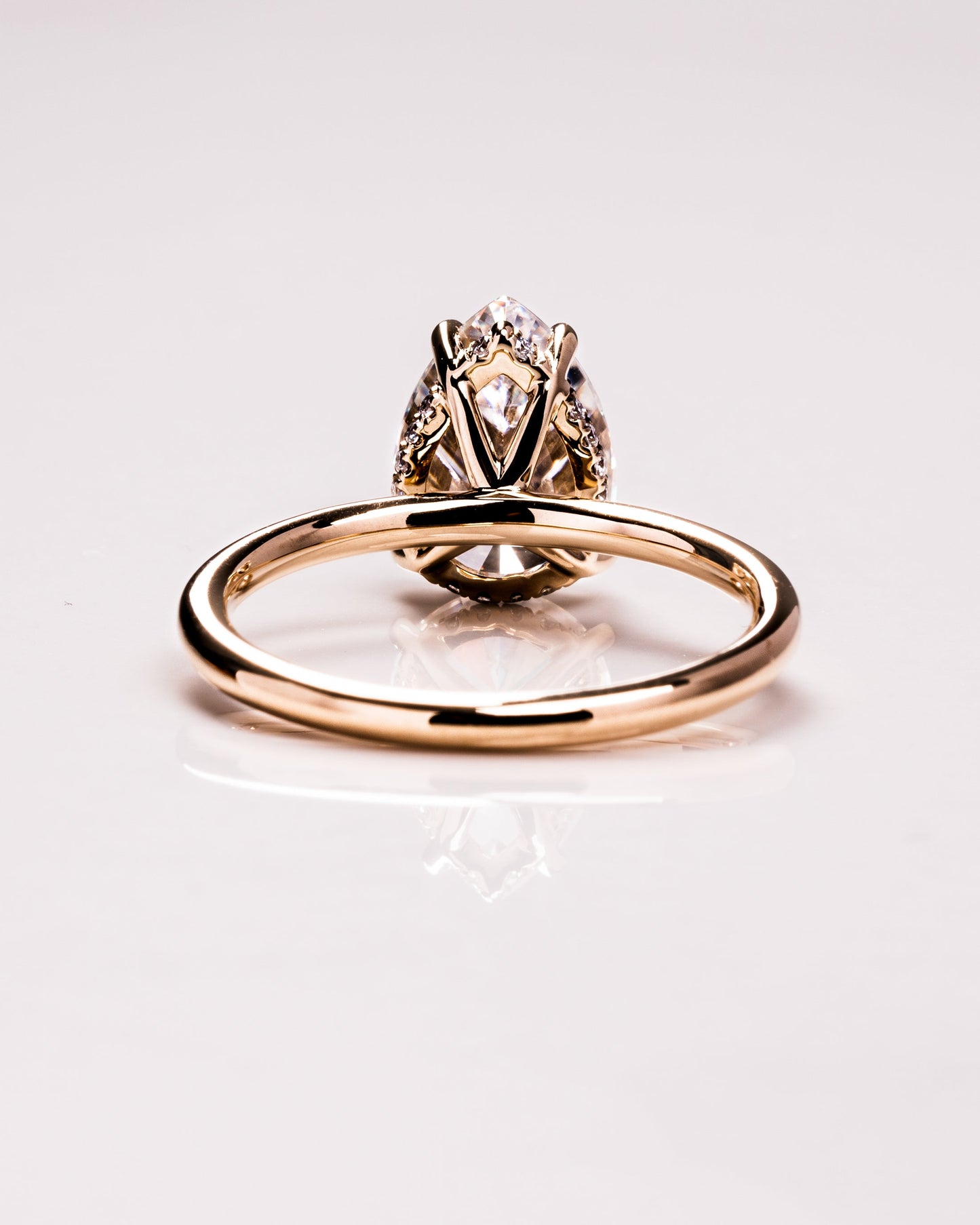 3.09 CT Pear Cut Lab Grown Diamond Engagement Ring With Hidden Halo Setting