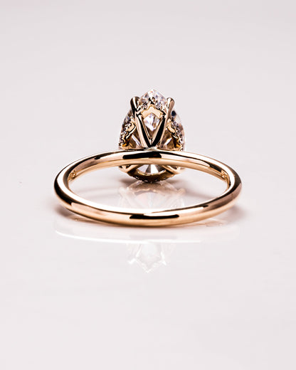 3.09 CT Pear Cut Lab Grown Diamond Engagement Ring With Hidden Halo Setting