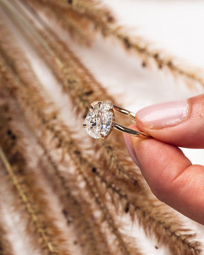 3.09 CT Pear Cut Lab Grown Diamond Engagement Ring With Hidden Halo Setting