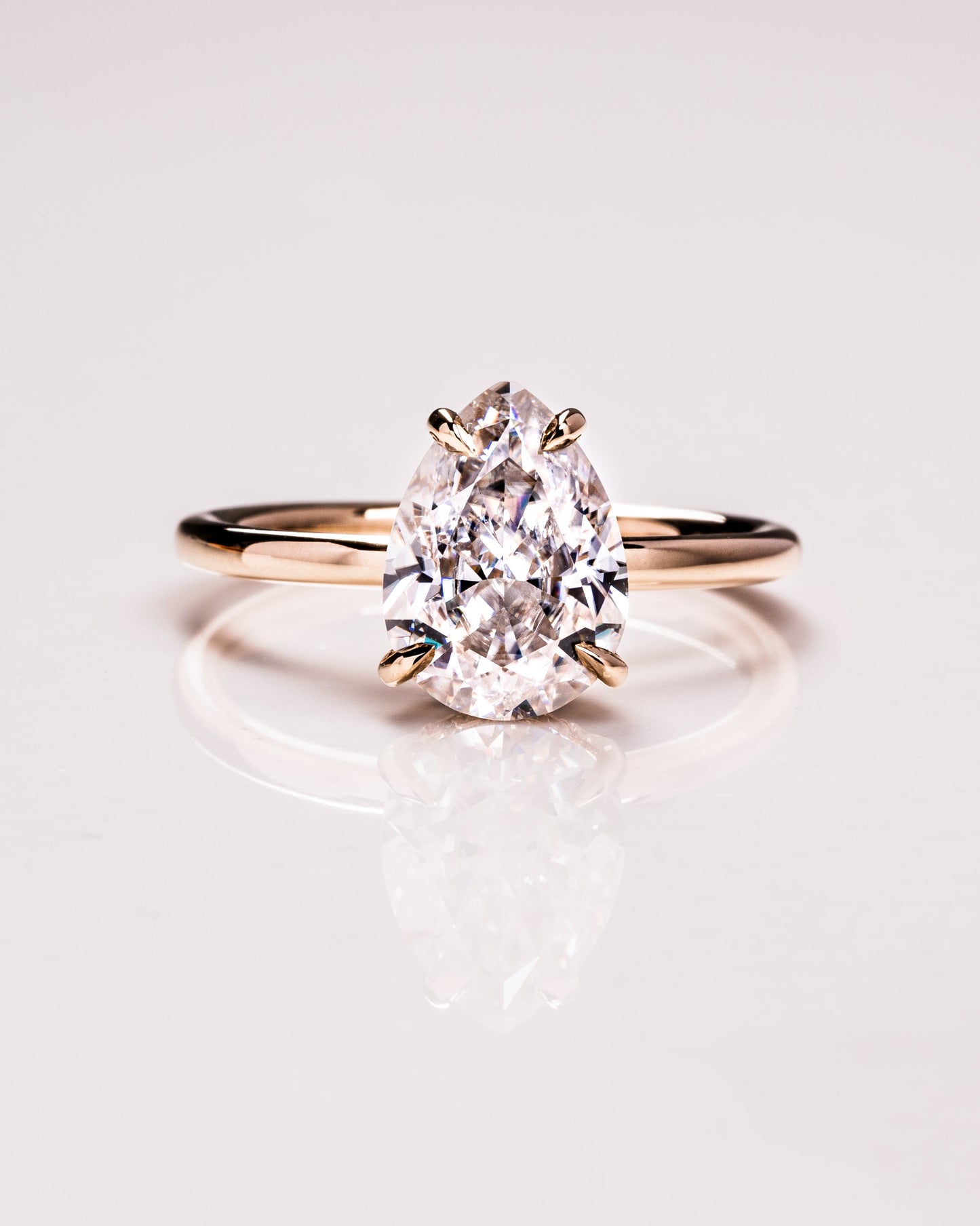 3.09 CT Pear Cut Lab Grown Diamond Engagement Ring With Hidden Halo Setting