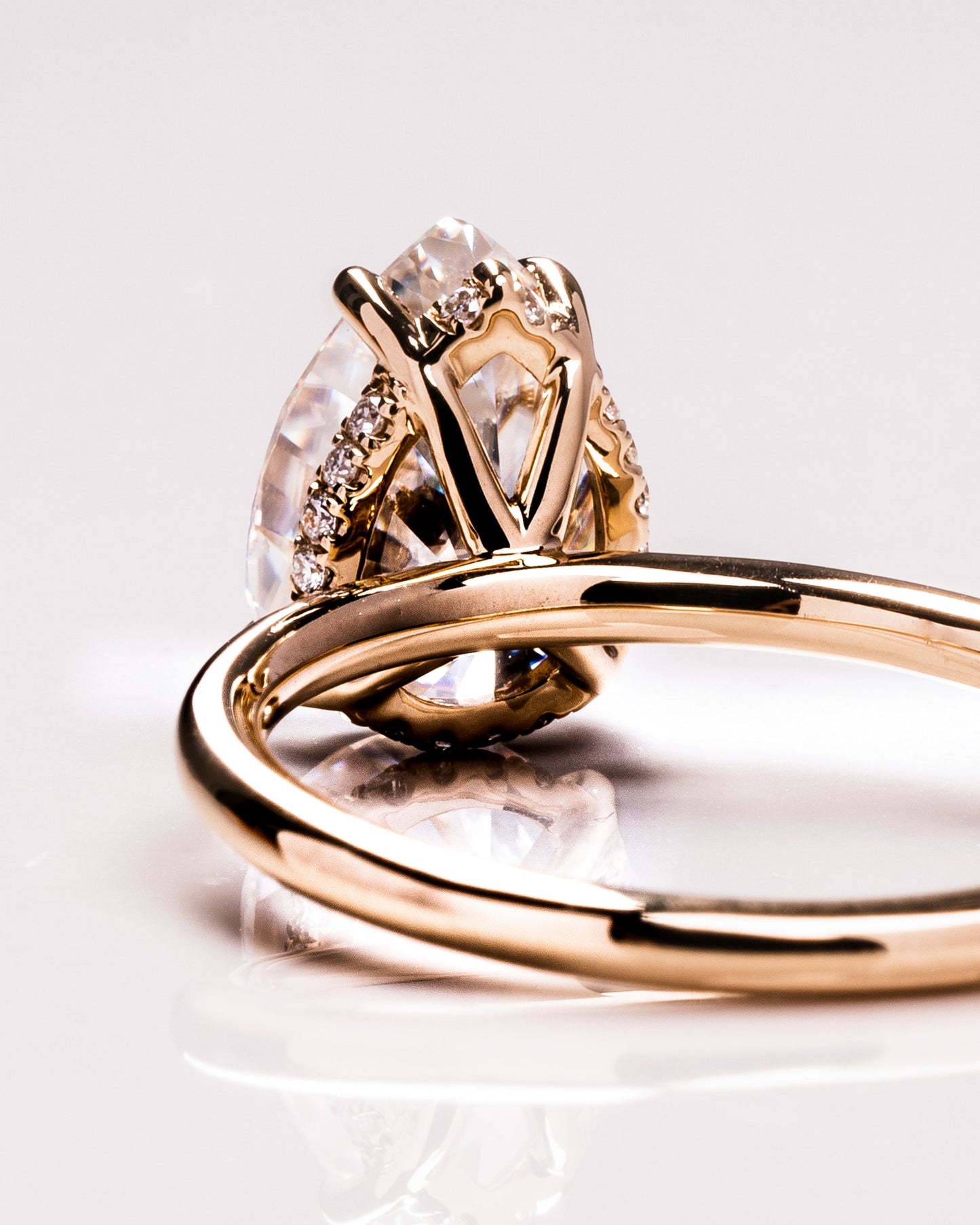 3.09 CT Pear Cut Lab Grown Diamond Engagement Ring With Hidden Halo Setting